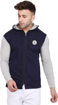 tfurnish Graphic Print Men Hooded Neck Dark Blue, Silver T-Shirt