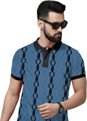 FTX Printed Men Polo Neck Grey T-Shirt