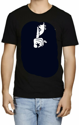 SRIJONI Printed Men Round Neck Black T-Shirt