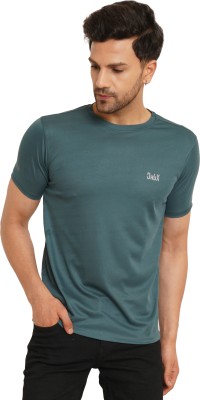 Priyashi Solid Men Round Neck Dark Green, Green T-Shirt