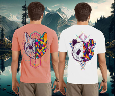 Lecowar Printed Men Round Neck Pink, White T-Shirt