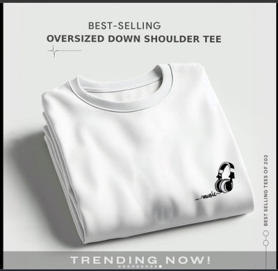 FASHLOOK Printed Men Round Neck White T-Shirt