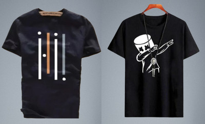 stylemyth Printed Men Round Neck Multicolor T-Shirt