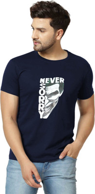 Hokum Printed Men Round Neck Blue T-Shirt