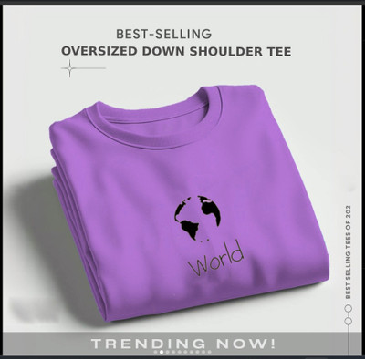 FASHLOOK Solid Men Round Neck Purple T-Shirt