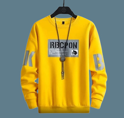 Axxitude Printed, Typography Men Round Neck Yellow T-Shirt