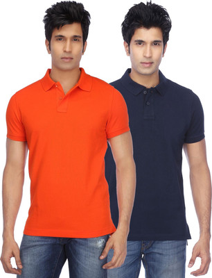 KETEX Solid Men Polo Neck Multicolor T-Shirt