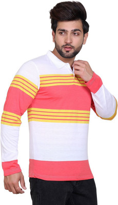 JamesHamliton Striped Men Polo Neck Multicolor T-Shirt