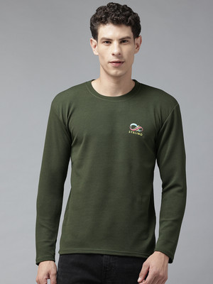 MUUNKEY Self Design Men Round Neck Light Green T-Shirt