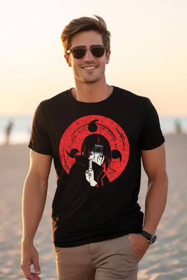 BROTEES Printed Men Round Neck Black T-Shirt