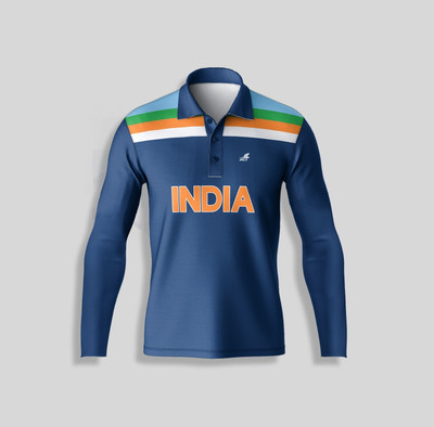 PSAJRCY Printed Men Polo Neck Blue T-Shirt