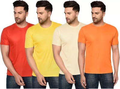 R ROCKIN TEES Solid Men Round Neck Multicolor T-Shirt