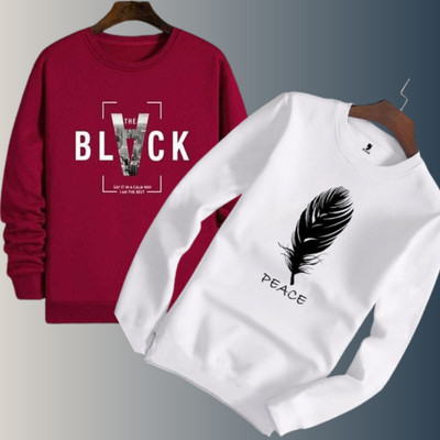 Printed Men Maroon, White T-Shirt