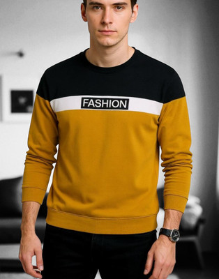 TrendShaper Printed Men Round Neck Yellow T-Shirt
