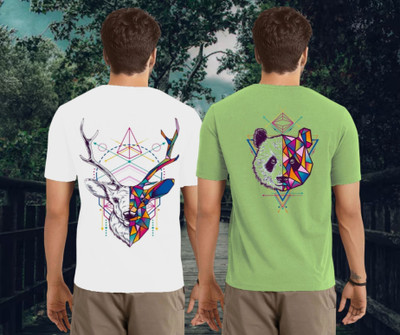 Kasendra Printed Men Round Neck White, Green T-Shirt