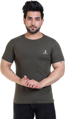James Hamilton Solid Men Round Neck Dark Green T-Shirt