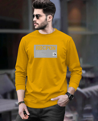 ACEBERE Printed Men Round Neck Reversible Yellow T-Shirt
