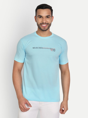 Zeffit Printed Men Round Neck Blue T-Shirt