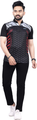 dhaari by unique creation Printed Men Mandarin Collar Black T-Shirt