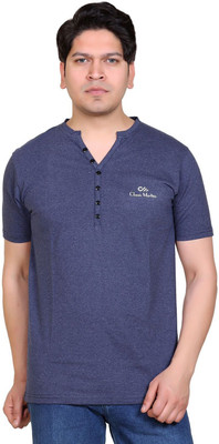 Classic Martino Solid Men Henley Neck Light Green T-Shirt