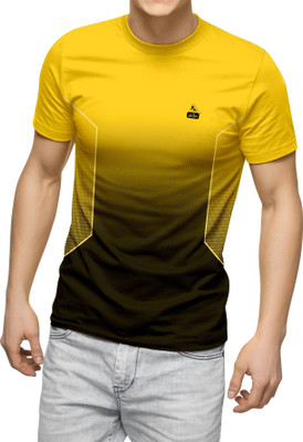 dhaari by unique creation Colorblock Men Round Neck Yellow T-Shirt