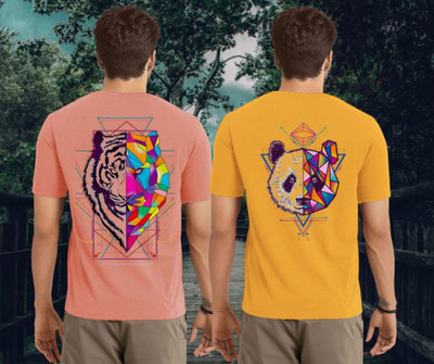 Kasendra Graphic Print Men Round Neck Pink, Yellow T-Shirt