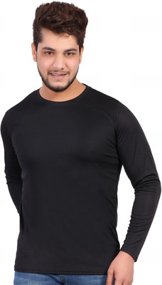 KASPY Solid Men Round Neck Black T-Shirt