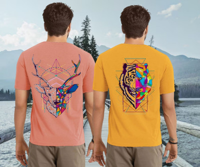 Parona Printed Men Round Neck Pink, Yellow T-Shirt