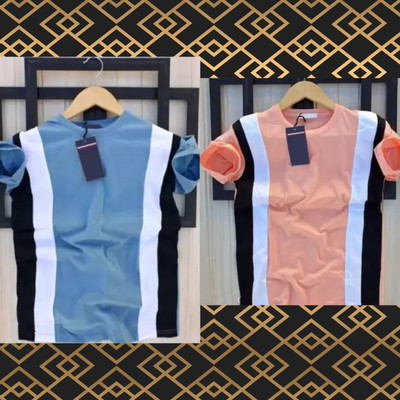 Color Block Men Grey, Pink T-Shirt