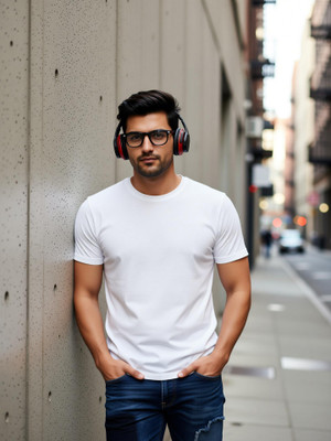 ShopGlobal Solid Men White T-Shirt