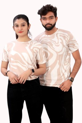 ayuuenterprise Printed Couple Round Neck Multicolor T-Shirt