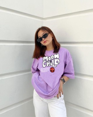 CULPI Solid Women Round Neck Purple T-Shirt