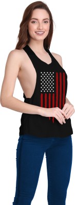 THE BLAZZE Printed Women Scoop Neck Black T-Shirt