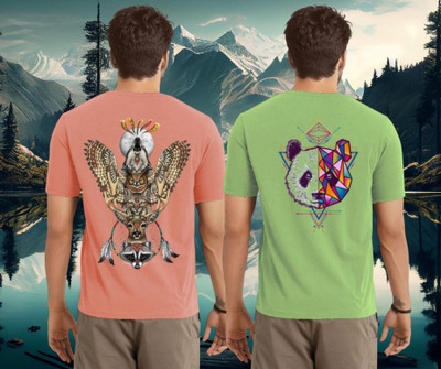 Lecowar Graphic Print Men Round Neck Pink, Green T-Shirt