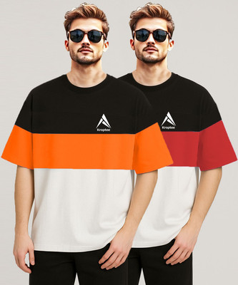 Kroptee Colorblock Men Round Neck Multicolor T-Shirt