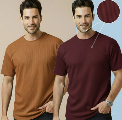 Fashion Globe Striped Men Brown, Maroon T-Shirt