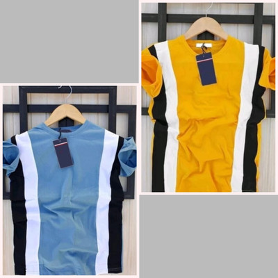 Printed Men Yellow, Blue T-Shirt(Pack of 2)