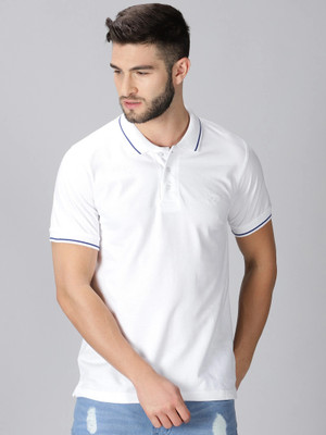 Y.O.U - Youth Original Unique Solid Men Polo Neck White T-Shirt