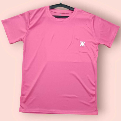 Toxic ADDICTION Solid Men Round Neck Pink T-Shirt