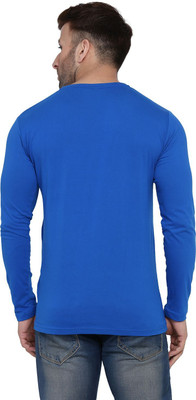 tfurnish Printed Men V Neck Blue T-Shirt