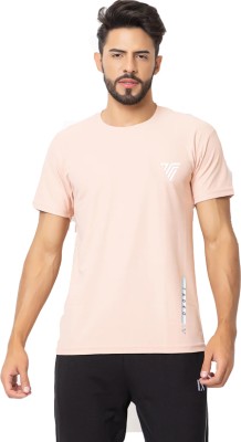 TADEO Solid Men Round Neck Pink T-Shirt