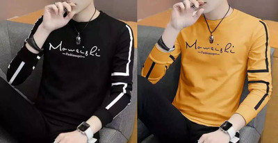 Axxitude Printed Men Round Neck Yellow T-Shirt
