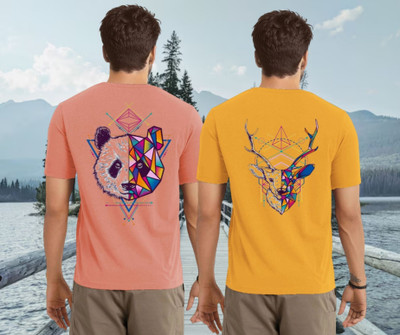Parona Graphic Print Men Round Neck Pink, Yellow T-Shirt