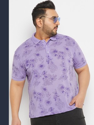 The Million Club Printed Men Polo Neck Purple T-Shirt
