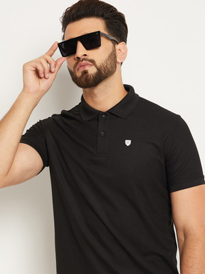 OGEN Solid Men Polo Neck Black T-Shirt