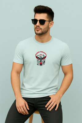Parona Printed Men Round Neck Light Blue T-Shirt