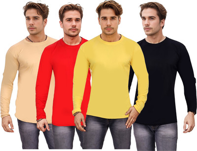 Expert Choice Solid Men Round Neck Multicolor T-Shirt