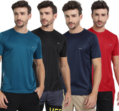 FTX Solid Men Round Neck Multicolor T-Shirt