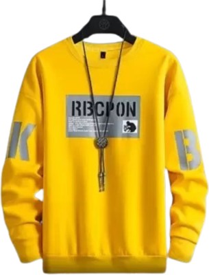 R ROCKIN TEES Typography Men Round Neck Yellow T-Shirt