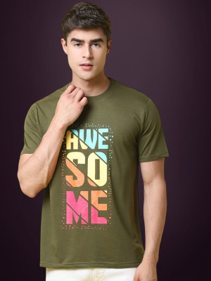 1 Stop Fashion Printed Men Round Neck Green T-Shirt